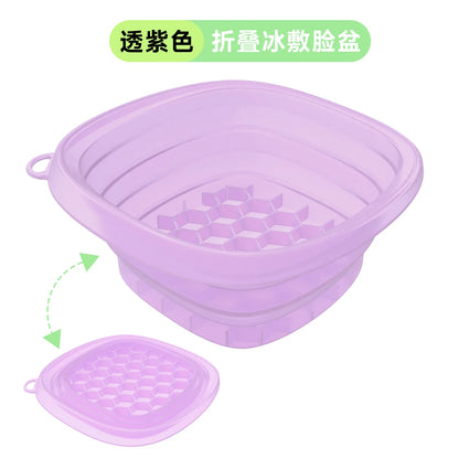 Collapsible Silicone Face Ice Bath Tray Cold Therapy for Facial Puffiness Portable Cryo Skin Tool Travel Beauty Bowl Facial Tool