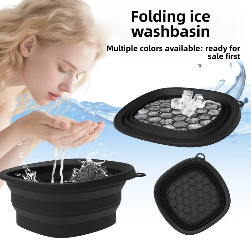 Collapsible Silicone Face Ice Bath Tray Cold Therapy for Facial Puffiness Portable Cryo Skin Tool Travel Beauty Bowl Facial Tool